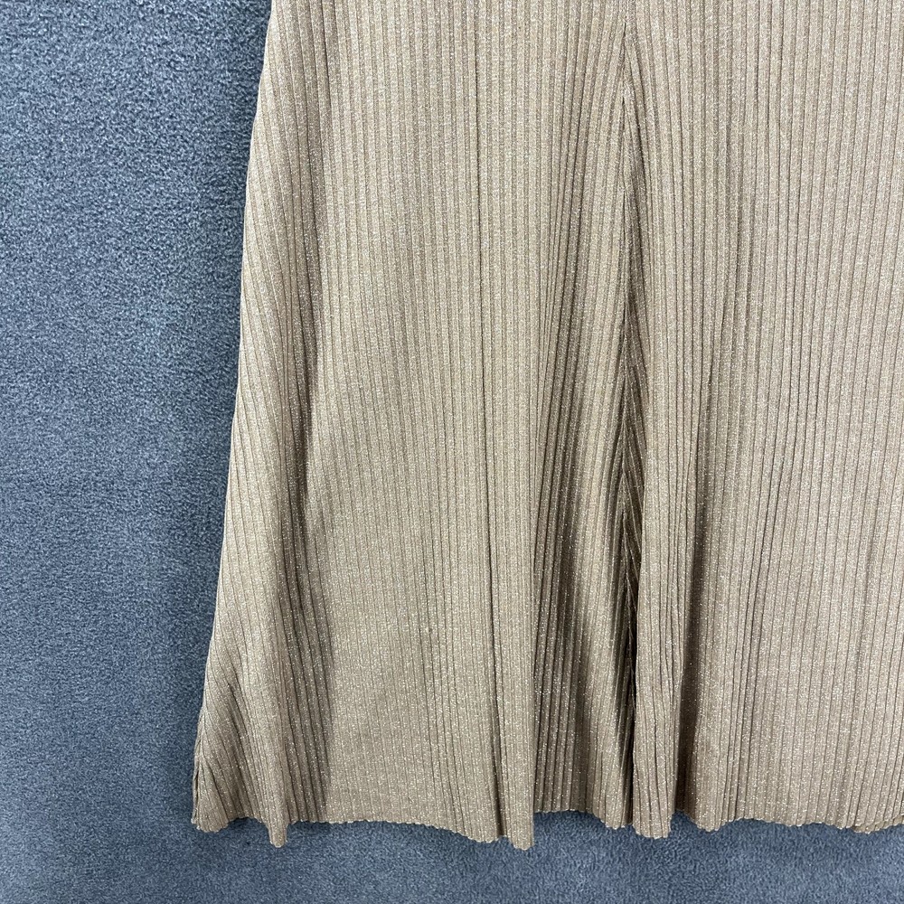 Zara Ribbed Dress womens Size L Tan Sleeveless Stretch metallic thread Halter - Picture 11 of 16